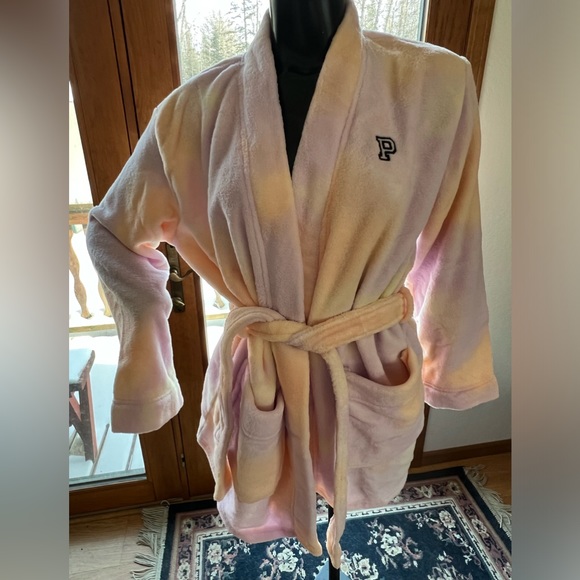 Victoria's Secret Pink Robe Tie‎ Dye Med/Large Pastel Pockets NWT Purple Orange - Picture 1 of 7